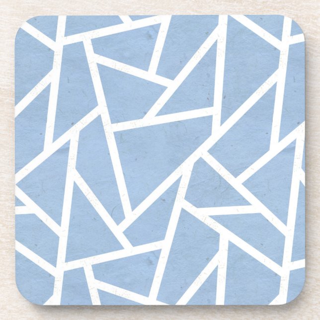 Porta-copo Padrão de mosaico branco e azul pálido (Frente)
