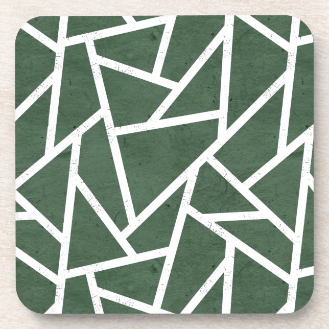 Porta-copo Padrão de mosaico verde e branco (Frente)