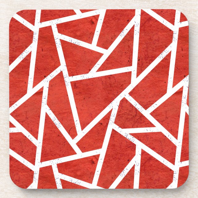 Porta-copo Padrão de mosaico vermelho e branco (Frente)