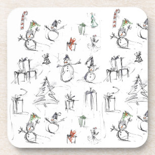 Porta-copo Padrão de Natal bonito com Snowman, Tree e Gif
