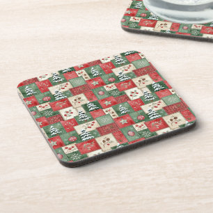 Porta-copo padrão de natal em patchwork country