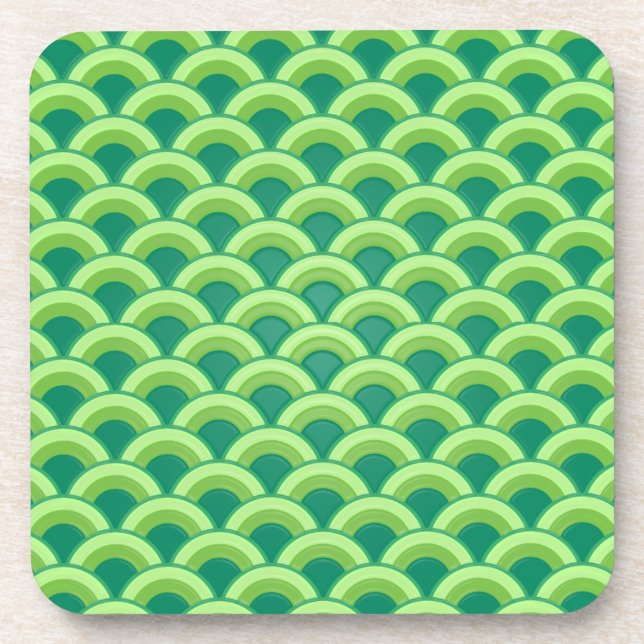 Porta-copo Padrão de onda Art Deco - jade verde (Frente)