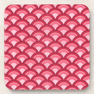Porta-copo Padrão de onda Art Deco - vermelho e fuchsia