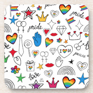 Porta-copo Padrão de orgulho gay Doodle