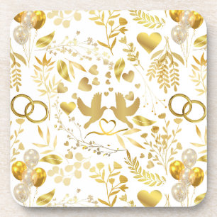Porta-copo Padrão de ornamentos de casamento no Dourado 02
