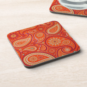 Porta-copo Padrão de Paisley Laranja Ornamentado