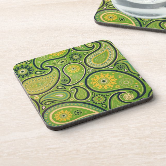Porta-copo Padrão de Paisley Verde Ornamentado (Left Side)