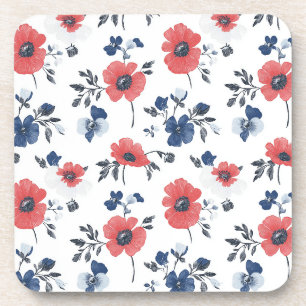 Porta-copo Padrão de papilas de aquarela - Vermelho, Azul e B