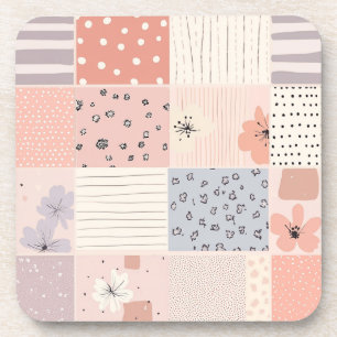 Porta-copo Padrão de Patches Florais Vintage - Pastel (10)