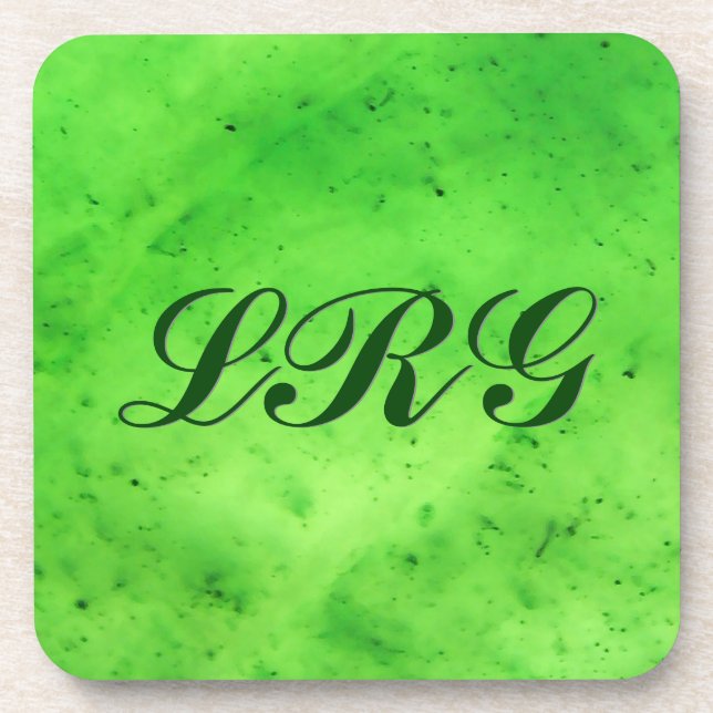 Porta-copo Padrão de Pedra Gem, Cola de Bebida de Jade Verde  (Frente)