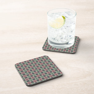 Porta-copo Padrão de pegada de patas temático de Natal vermel