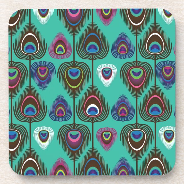 Porta-copo padrão de penas de pavão (Frente)