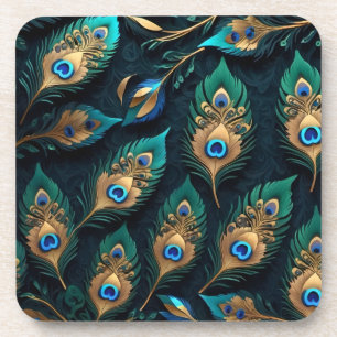 Porta-copo Padrão de Penas de Peacock de Corte de Papeira