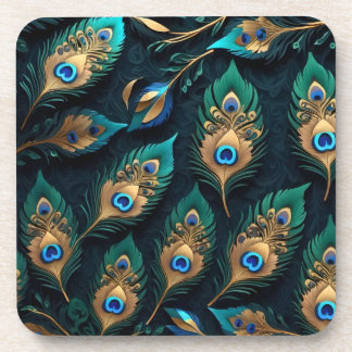 Porta-copo Padrão de Penas de Peacock de Corte de Papeira