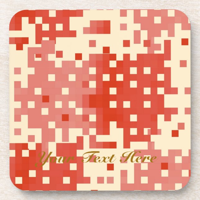 Porta-copo Padrão de Pixel Vermelho e Rosa (Frente)