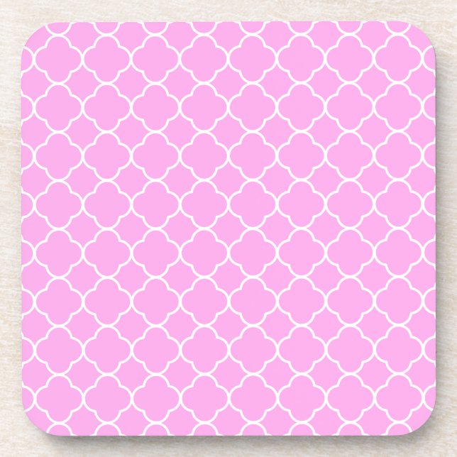 Porta-copo Padrão De Quatrefoil Cor-De-Rosa E Branco (Frente)
