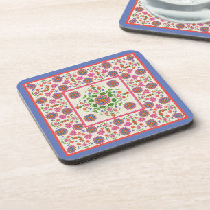 Porta-copo Padrão de Rangoli Floral na Fronteira em Ecru: Por