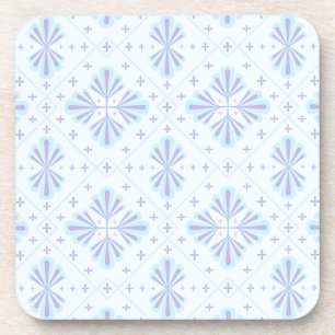 Porta-copo Padrão de Repetição Floral Geométrico Azul Pastel