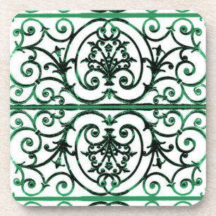 Porta-copo Padrão de rolagem verde e branco