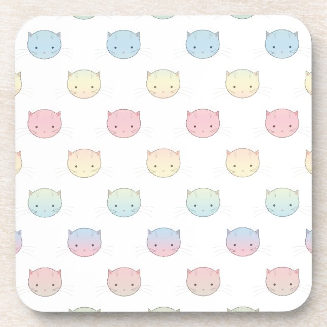 Porta-copo Padrão de Rostos de Gatinho Pastel Fofo (Frente)