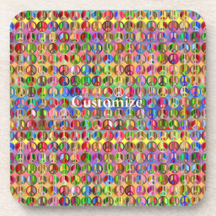 Porta-copo padrão de símbolos de paz multicoloridos