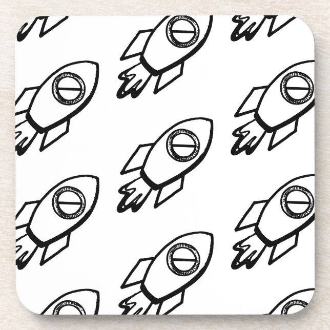 Porta-copo Padrão de Sketch do Foguete Voador (Frente)
