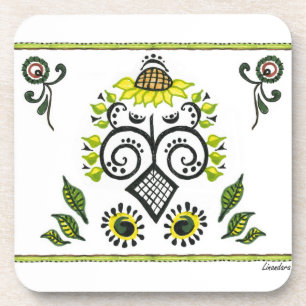 Porta-copo Padrão de Sunflower Folk por Alexandra Cook