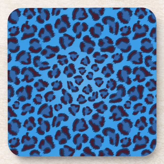 Porta-copo padrão de textura do leopardo azul (Frente)