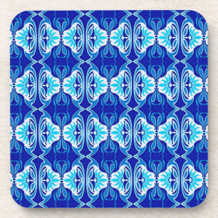 Porta-copo Padrão de wallpaper Art Deco - azul de cobalto e b