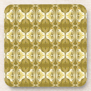 Porta-copo Padrão de wallpaper Art Deco - ouro e branco