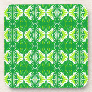 Porta-copo Padrão de wallpaper Art Deco - verde e branco