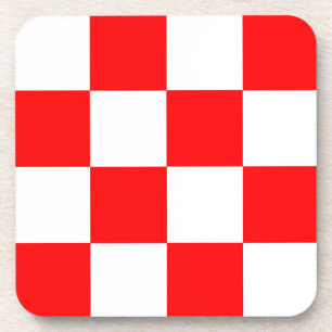 Porta-copo Padrão de Xadrez Vermelho e Branco