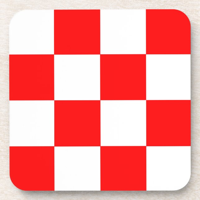 Porta-copo Padrão de Xadrez Vermelho e Branco (Frente)
