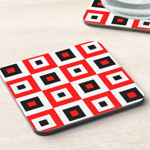Porta-copo Padrão de Xadrez Vermelho Preto e Branco