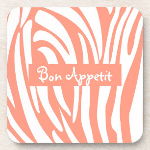 Porta-copo Padrão de zebra com risca de coral rosa personaliz