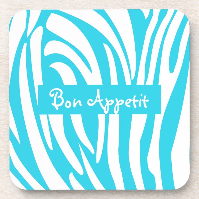 Porta-copo Padrão de Zebra com Tiragem Turquesa Personalizada (Frente)