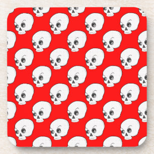 Porta-copo Padrão Do Crânio Em Fundo Vermelho