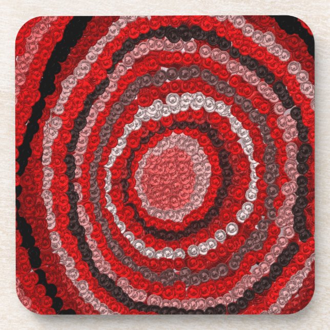 Porta-copo Padrão do Designer Circular Vermelho (Frente)