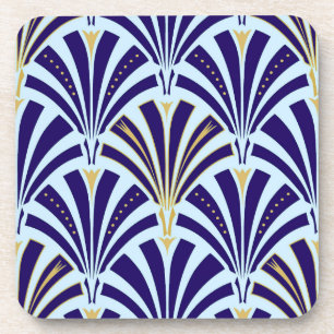 Porta-copo Padrão do ventilador Art Deco - cobalto e azul-céu