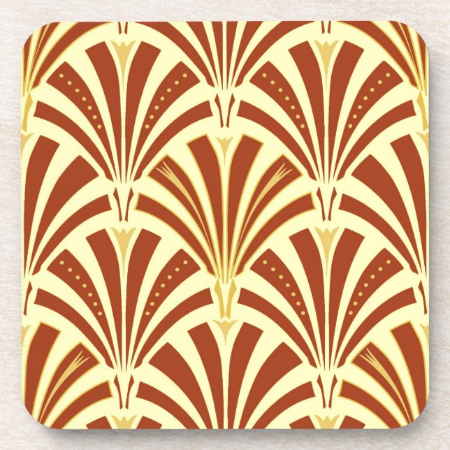 Porta-copo Padrão do ventilador Art Deco - cobre em amarelo (Frente)