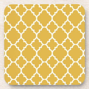 Porta-copo Padrão Dourado do Quatrefoil Branco do Marrocos