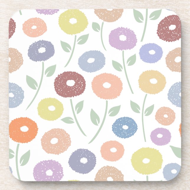 Porta-copo Padrão Flor Fuzzy Lg Pastéis em Branco (Frente)