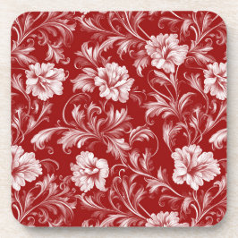 Porta-copo Padrão Floral Barroco Monocromático, Branco em Ver