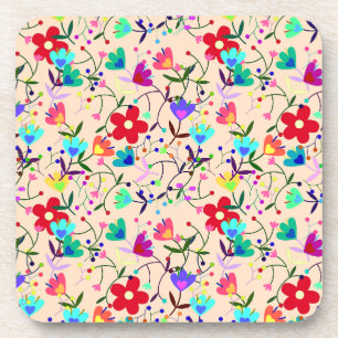 Porta-copo Padrão Floral Colorido de Fundo bege