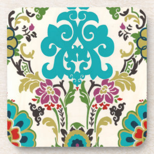 Porta-copo Padrão Floral Damask Plum Turquoise