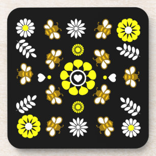 Porta-copo Padrão Floral de Abelha Botânica