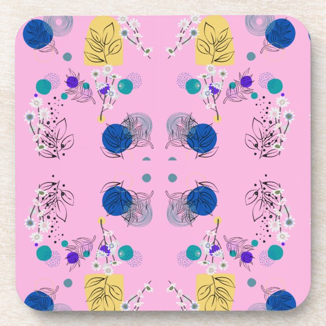 Porta-copo Padrão Floral de Abstrato Chic Rosa (Frente)