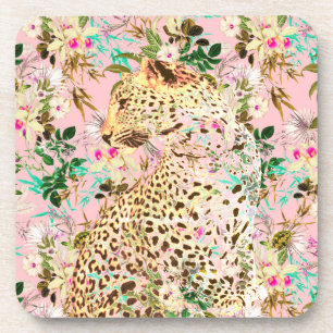 Porta-copo Padrão floral de impressão-leopardo-tropical do Ha