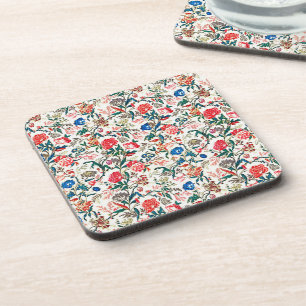 Porta-copo Padrão Floral do século XIX Vermelho Verde Azul