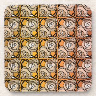 Porta-copo Padrão floral dos Rosas preto e dourado